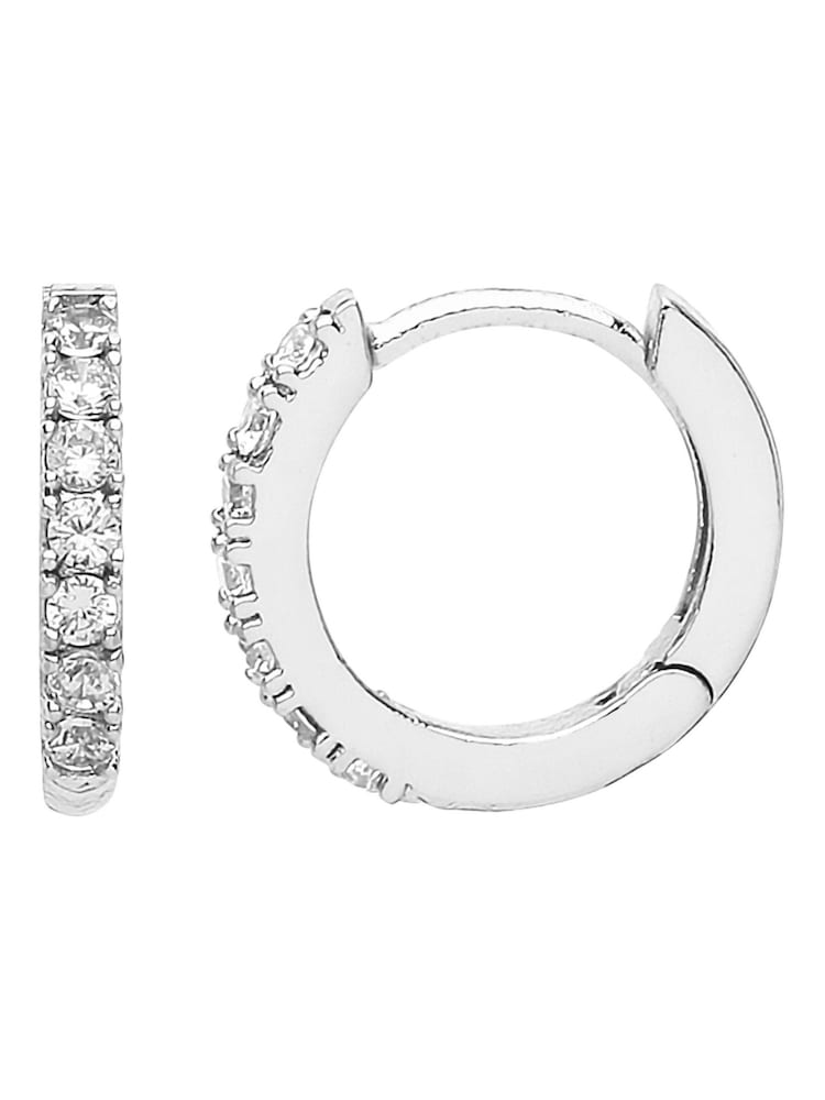 Estella Bartlett Silver Pave Set Hoop Earrings with White CZ - Image 1 of 5 Estella Bartlett Silver Pave Set Hoop Earrings with White CZ - Image 1 of 5