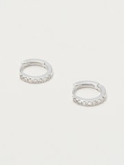 Estella Bartlett Silver Pave Set Hoop Earrings with White CZ - Image 2 of 5