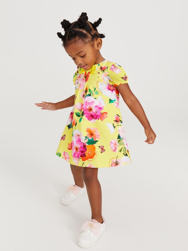Baker by Ted Baker Yellow Floral Jersey Dress - Image 2 of 9