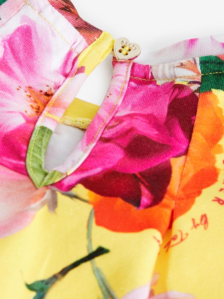 Baker by Ted Baker Yellow Floral Jersey Dress - Image 9 of 9