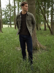 Threadbare Khaki Check Lined Cotton Shacket - Image 3 of 4