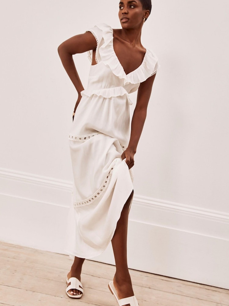 Mint Velvet White Lace Trim Maxi Dress - Image 1 of 4