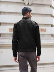 Black Faux Suede Collared Shacket - Image 3 of 11