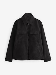 Black Faux Suede Collared Shacket - Image 6 of 11