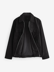 Black Faux Suede Collared Shacket - Image 7 of 11