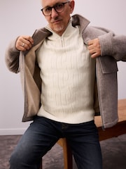 Neutral Wool Rich Borg Lined Shacket - Image 2 of 9