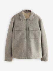 Neutral Wool Rich Borg Lined Shacket - Image 5 of 9