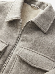 Neutral Wool Rich Borg Lined Shacket - Image 6 of 9