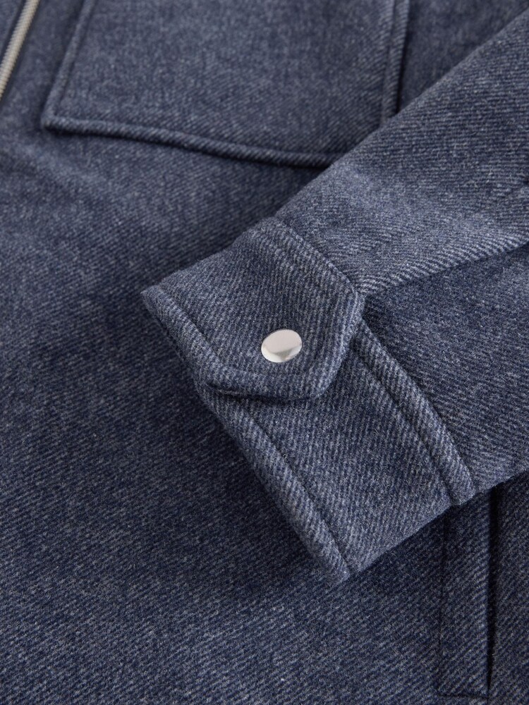Navy Blue Wool Rich Borg Lined Shacket - Image 10 of 10