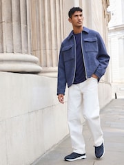 Navy Blue Wool Rich Borg Lined Shacket - Image 2 of 9