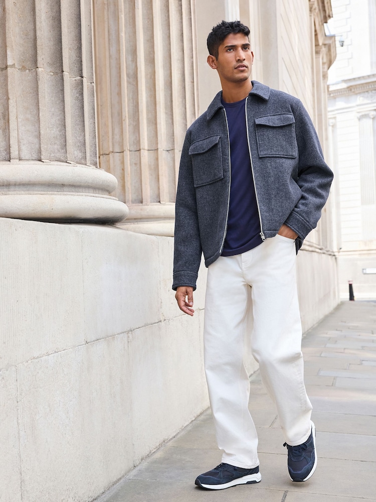Navy Blue Wool Rich Borg Lined Shacket - Image 2 of 9