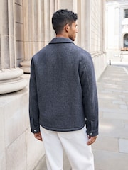Navy Blue Wool Rich Borg Lined Shacket - Image 3 of 9