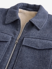 Navy Blue Wool Rich Borg Lined Shacket - Image 7 of 9