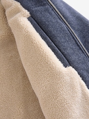 Navy Blue Wool Rich Borg Lined Shacket - Image 8 of 9