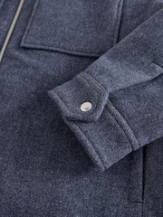 Navy Blue Wool Rich Borg Lined Shacket - Image 9 of 9