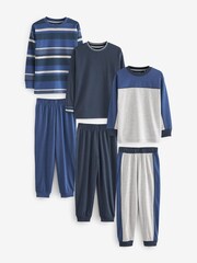 Blue 3 Pack Long Sleeve Pyjamas (3-16yrs) - Image 1 of 5