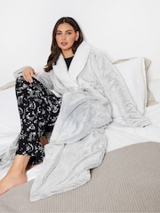Long Tall Sally Grey Contrast Shawl Collar Wellsoft Maxi Robe - Image 1 of 4