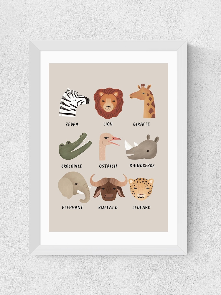 East End Prints White Animal Safari In Stone Wall Art Print by Kid of the Village - Image 2 of 2 East End Prints White Animal Safari In Stone Wall Art Print by Kid of the Village - Image 2 of 2