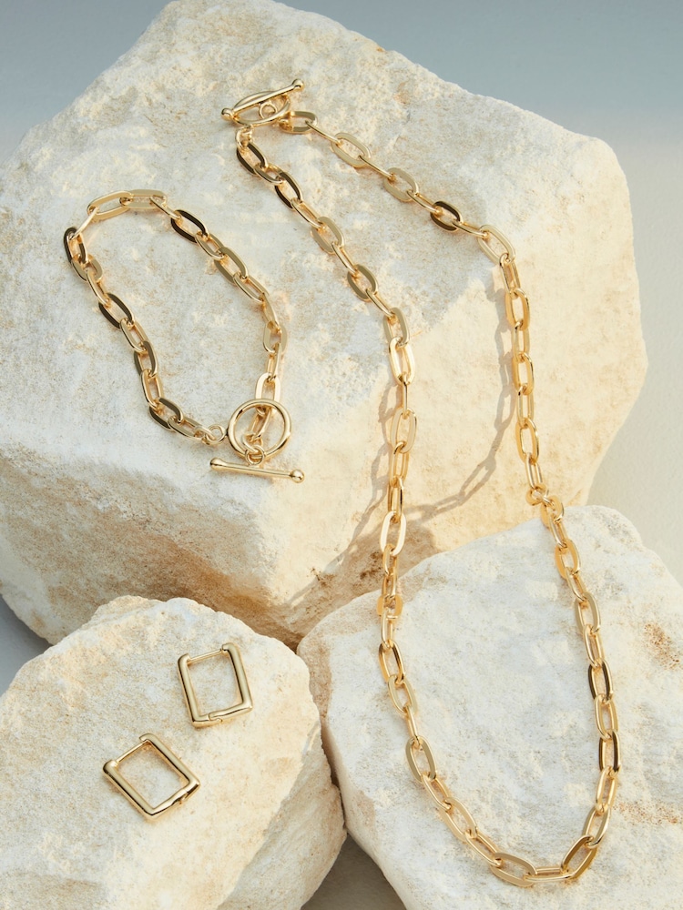 Gold Vermeil Sterling Silver Premium Collection Chain T-Bar Necklace - Image 2 of 4