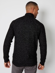 Threadbare Black Turtle Neck Cable Knit Jumper - Image 2 of 5
