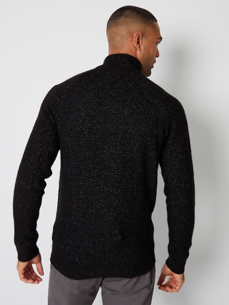 Threadbare Black Turtle Neck Cable Knit Jumper - Image 2 of 5