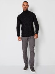 Threadbare Black Turtle Neck Cable Knit Jumper - Image 3 of 5