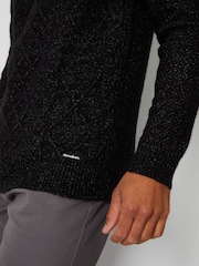 Threadbare Black Turtle Neck Cable Knit Jumper - Image 5 of 5