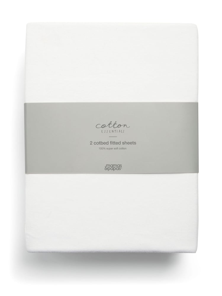 Mamas & Papas 2 Pack White 100% Cotton Cotbed Fitted Sheets - Image 1 of 4