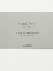 Mamas & Papas 2 Pack White 100% Cotton Cotbed Fitted Sheets - Image 2 of 4