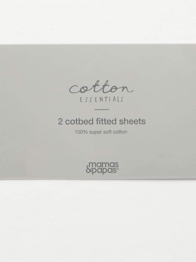 Mamas & Papas 2 Pack White 100% Cotton Cotbed Fitted Sheets - Image 2 of 4 Mamas & Papas 2 Pack White 100% Cotton Cotbed Fitted Sheets - Image 2 of 4