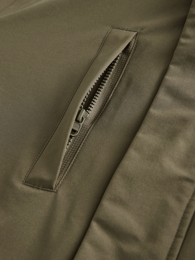 Olive Green Borg Lined Shower Resistant Hooded Parka Jacket - Image 9 of 14