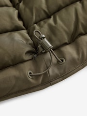 Olive Green Borg Lined Shower Resistant Hooded Parka Jacket - Image 12 of 14