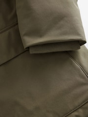 Olive Green Borg Lined Shower Resistant Hooded Parka Jacket - Image 14 of 14