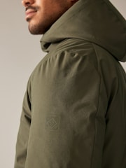 Olive Green Borg Lined Shower Resistant Hooded Parka Jacket - Image 6 of 14