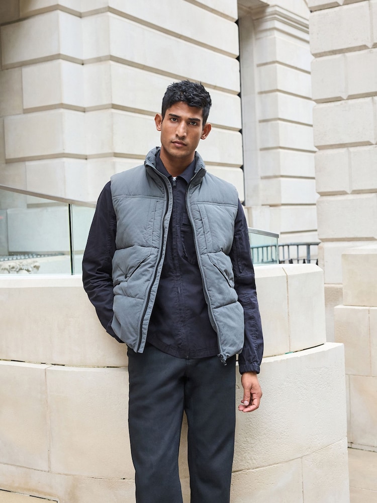 Slate Grey Utility Pocket Gilet - Image 1 of 10
