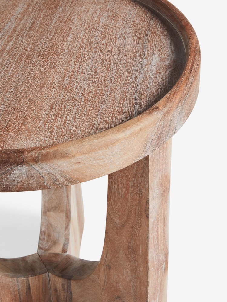 French Connection Natural Mango Wood Gora Side Table - Image 5 of 5