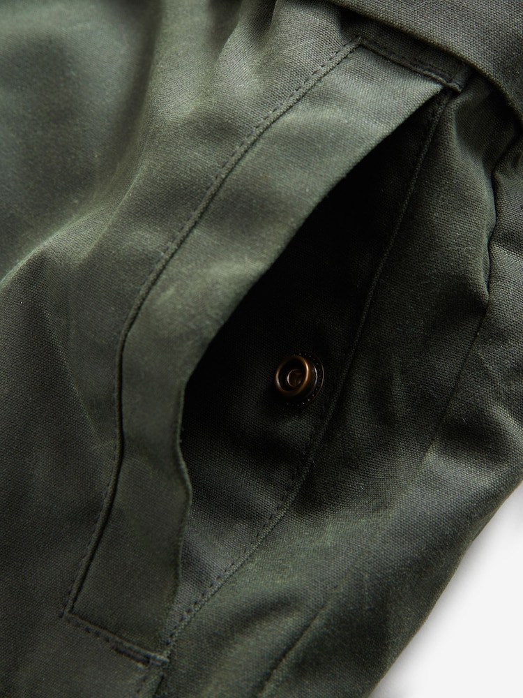 Khaki Green Signature Wax Coated Jacket with Corduroy Collar - Image 10 of 10