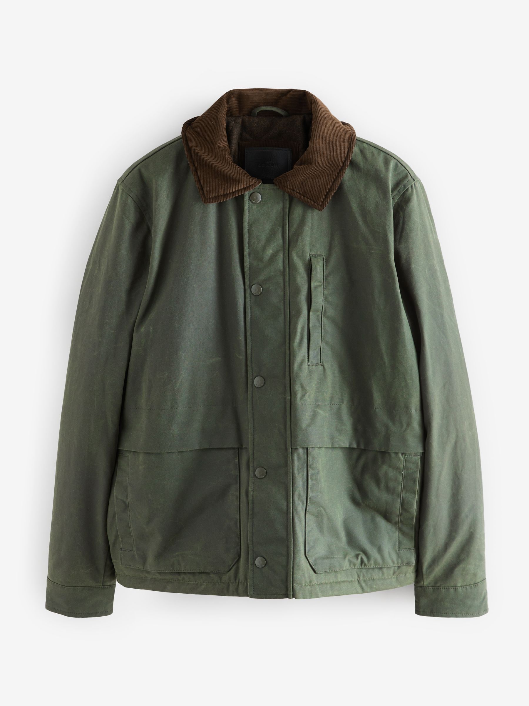 Buy Khaki Green Signature Wax Coated Jacket with Corduroy