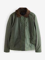 Khaki Green Signature Wax Coated Jacket with Corduroy Collar - Image 7 of 10