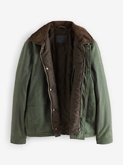 Khaki Green Signature Wax Coated Jacket with Corduroy Collar - Image 8 of 10