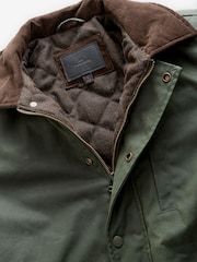 Khaki Green Signature Wax Coated Jacket with Corduroy Collar - Image 9 of 10