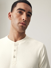 Ecru Short Sleeve Grandad Collar T-Shirt - Image 1 of 8
