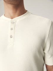 Ecru Short Sleeve Grandad Collar T-Shirt - Image 5 of 8