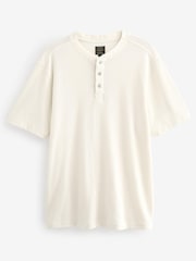Ecru Short Sleeve Grandad Collar T-Shirt - Image 6 of 8