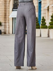 Sosandar Grey Pinstripe Belted Wide Leg Trousers - Image 2 of 5