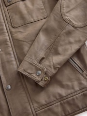 Brown Faux Leather Biker Jacket - Image 12 of 12
