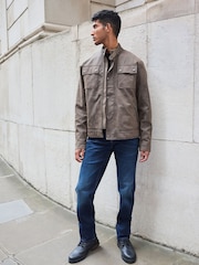 Brown Faux Leather Biker Jacket - Image 2 of 12