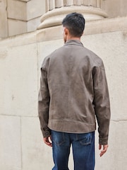 Brown Faux Leather Biker Jacket - Image 3 of 12