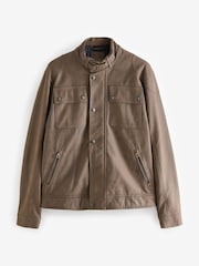 Brown Faux Leather Biker Jacket - Image 6 of 12