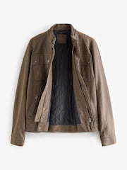 Brown Faux Leather Biker Jacket - Image 7 of 12